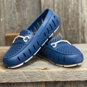 Blue Perforated Women's Loafers